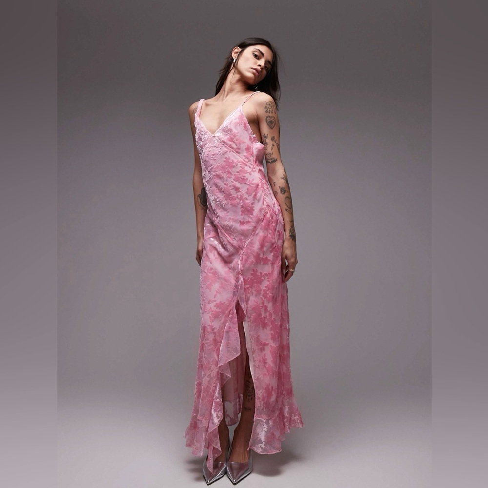 Topshop Burn out Twist Shoulder Dress